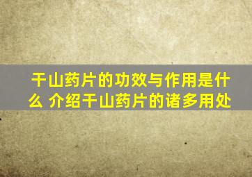 干山药片的功效与作用是什么 介绍干山药片的诸多用处